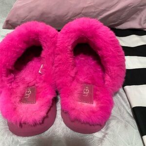 UGG Vibrant Fuchsia Shearling Slip-Ons